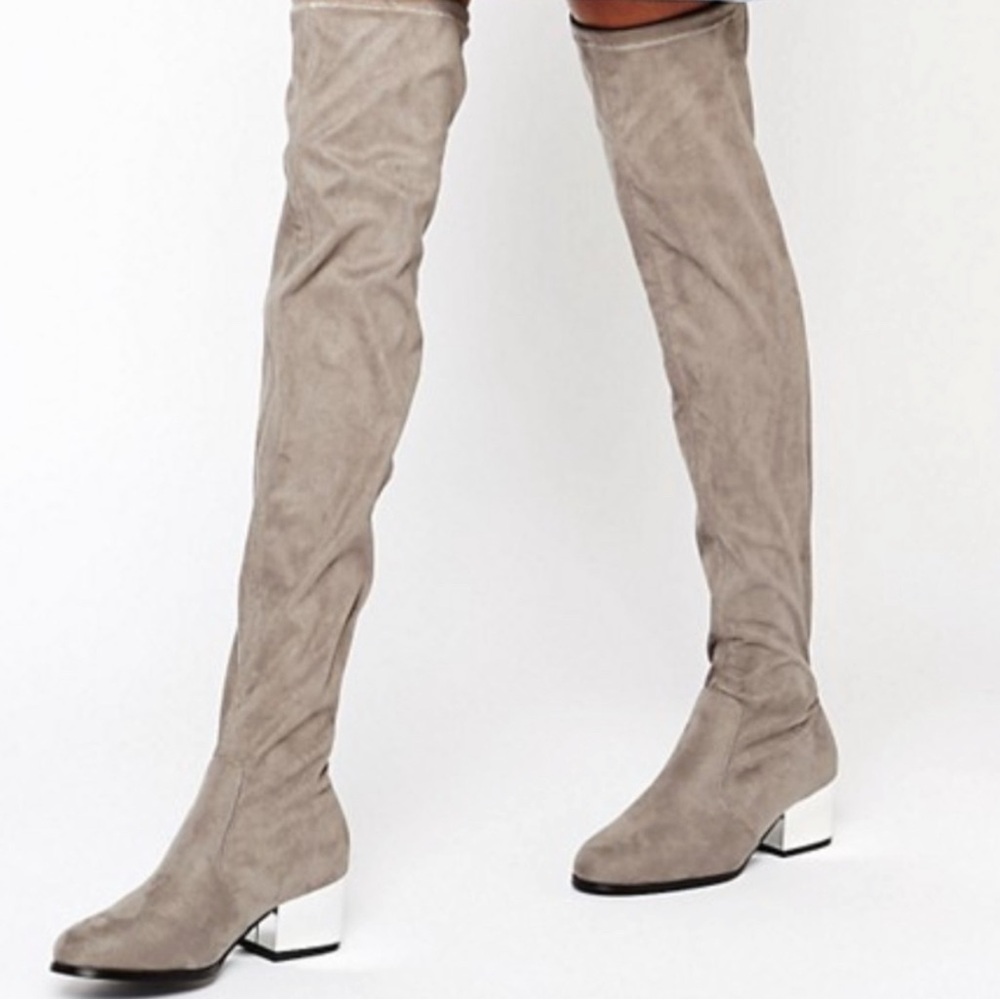 Women's Over-the-Knee Suede Boots - Gray